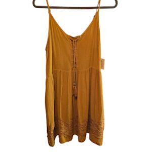 TAYLOR & SAGE SIZE XL GOLDEN YELLOW BOHO EMBROIDERED DRESS NWT SUNDRESS